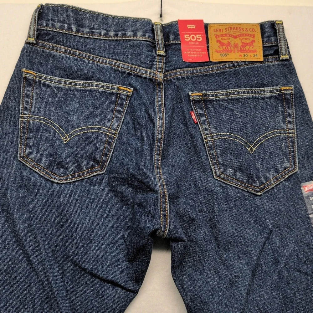 Levis 505 Jeans New Mens Straight Leg 30x34